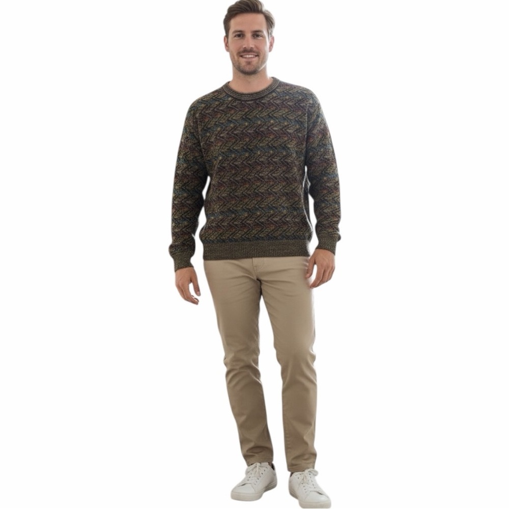 Vintage Bullock & Jones Italy Wool Blend Chevron Knit Sweater Grandpacore Sz L